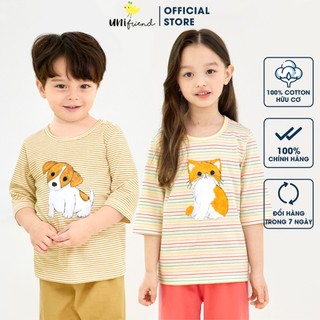 Đồ bộ lửng quần áo thun cotton mặc nhà mùa hè cho bé trai Unifriend Hàn Quốc 2024-2