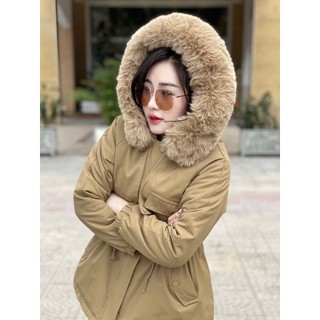 Áo khoác lông Parka kaki nữ đại hàn trần lông dày dặn siêu ấm siêu đẹp phong cách Hàn Quốc Eva Lover 816