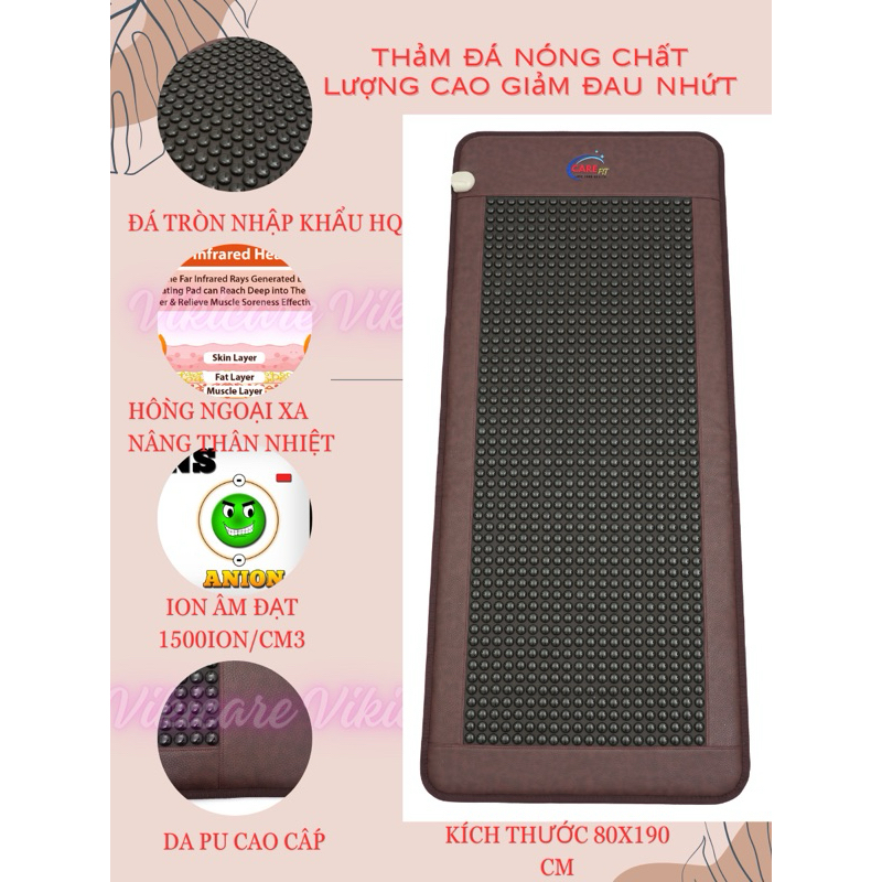 Thảm đá nóng Carefit 80x190 tích hợp liệu pháp trường điện từ xung PEMF và sóng Photon