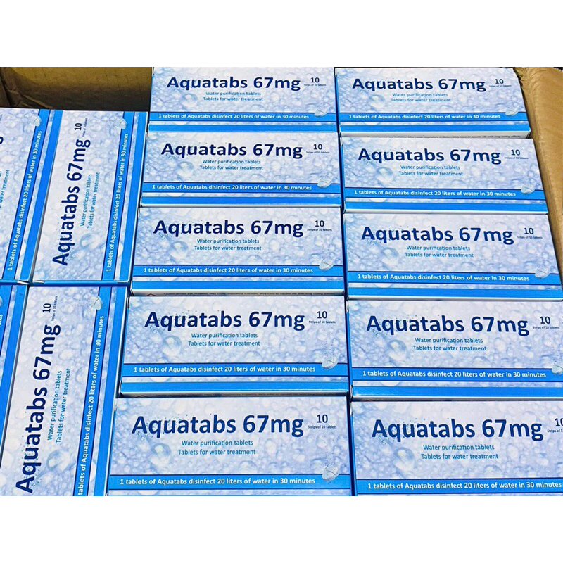 Viên lọc nước nhiễm khuẩn  Aquatabs 67mg bán lẻ vỉ 10 viên HSD 04/2030