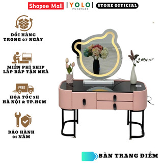 Bàn Trang Điểm Thông Minh YOLO MD5 Ngồi Bệt. Sạc Không Dây, Loa Bluetooth Gương Đèn Led Cảm Ứng 3 Màu. Nhập Khẩu HiệYOLO