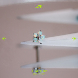 Khuyên tai titanium hoa opal loki