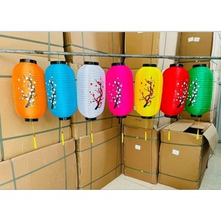 Đèn lồng đỏ vải trụ nhật bản có tua chống nước trang trí lễ tết