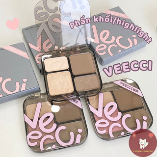  Bảng Phấn Tạo khối & Bắt Sáng 4 Ô VEECCI Đa năng tích hợp Má hồng