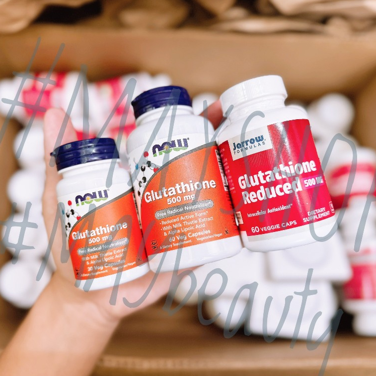 ( Có Bill Mỹ) Viên uống Glutathione Now Foods & Jarrow Formulas 500mg hỗ trợ trắng da, giảm lão hóa 30 viên, 60 viên