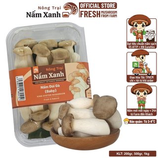 [HCM] Nấm Đùi Gà Baby (Nhỏ) Tươi Ngon Dễ Dùng 200gr 500gr 1kg - Nông Trại Nấm Xanh