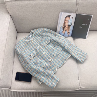 Áo khoác dạ tweed viền rua cao cấp