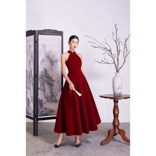 Đầm nhung nữ thiết kế cổ yếm sang trọng - tiffy dress - goût de jun