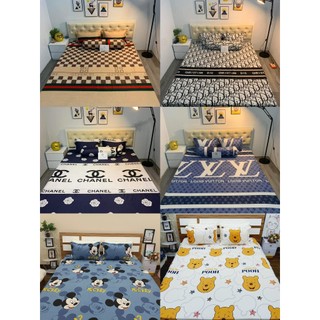 Set 4 món ga giường drap giường poly, Set ga trải giường + 2 vỏ gối nằm + 1 vỏ gối ôm