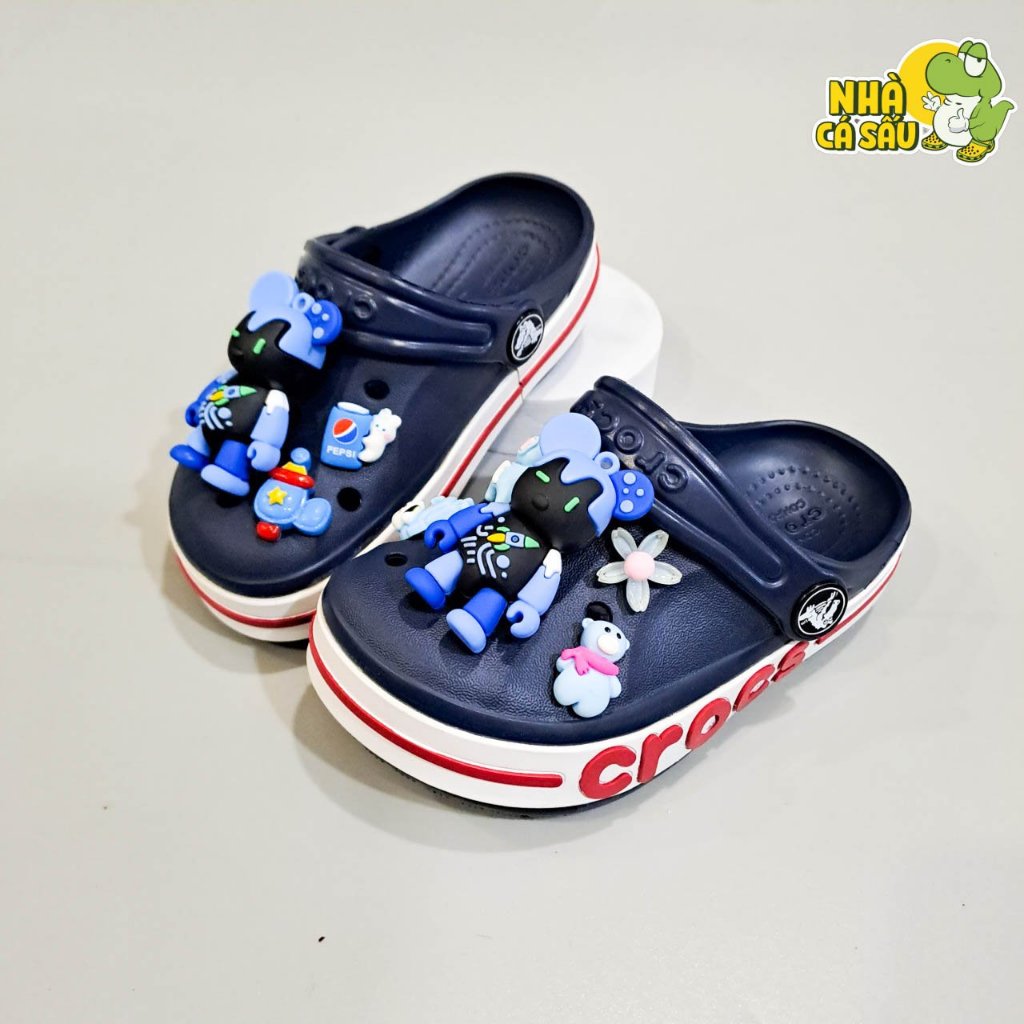 Dép cross bayaband cho bé trai bé gái chính hãng tặng jibbitz charms 3D loại đẹp, dép sục cross trẻ em baya Nhà Cá Sấu