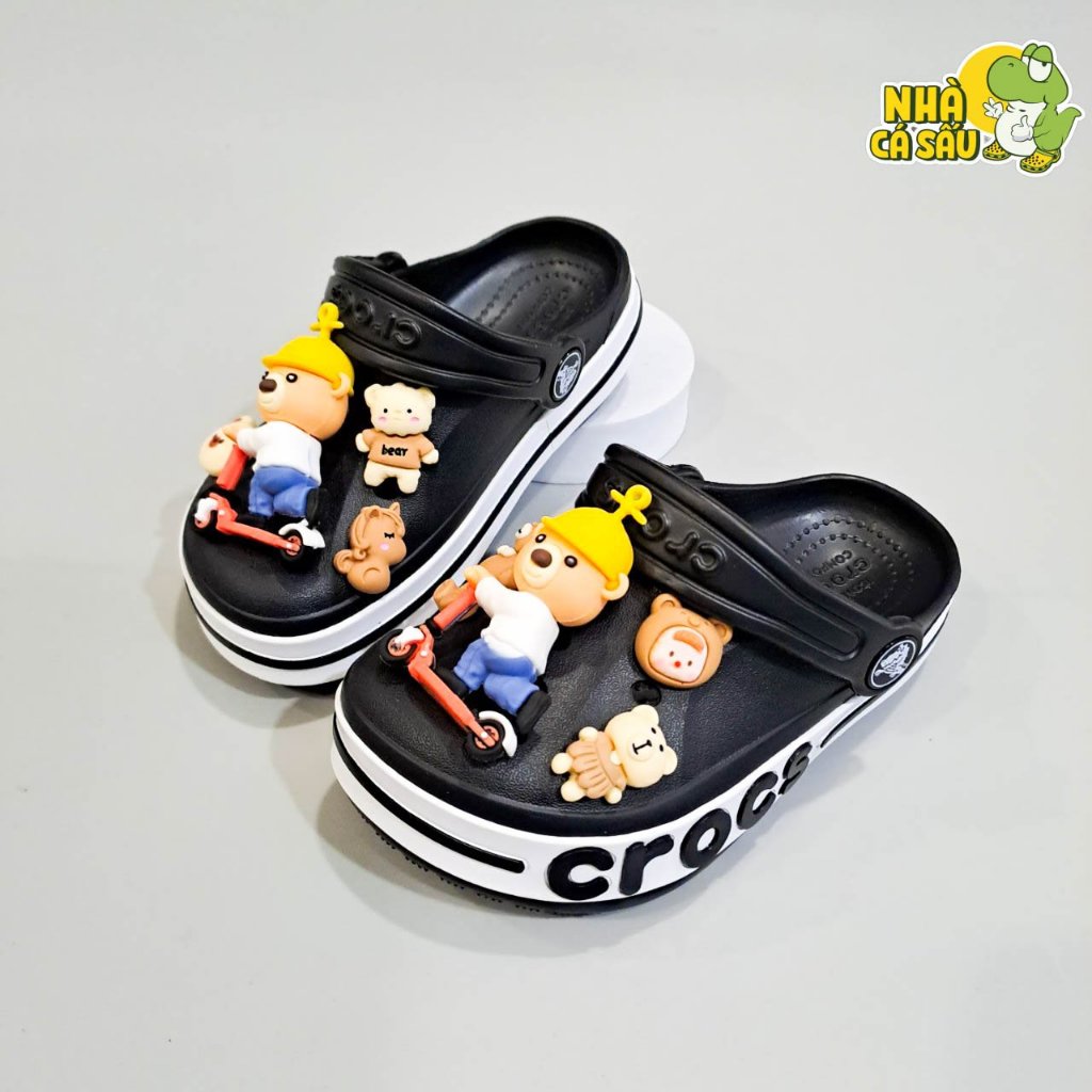 Dép cross bayaband cho bé trai bé gái chính hãng tặng jibbitz charms 3D loại đẹp, dép sục cross trẻ em baya Nhà Cá Sấu