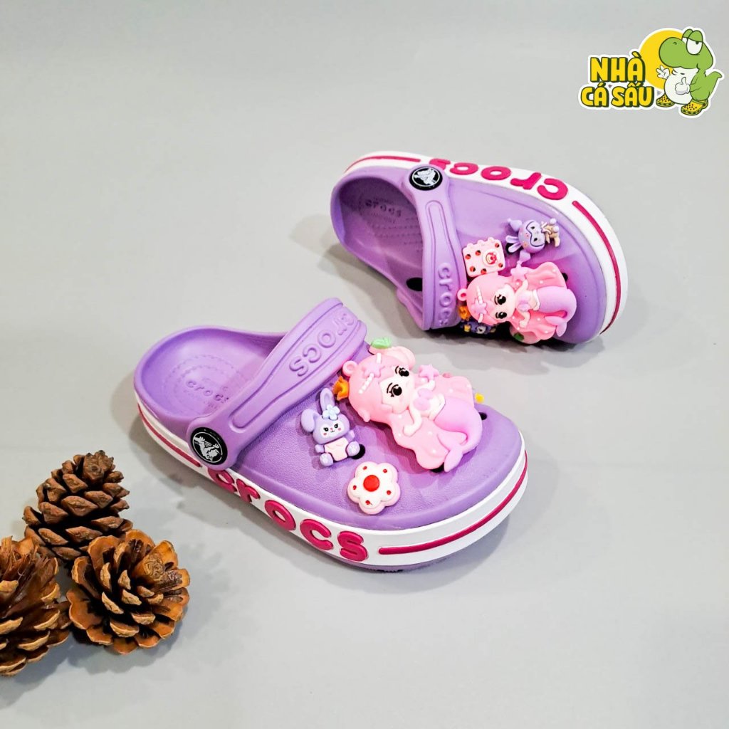 Dép cross bayaband cho bé trai bé gái chính hãng tặng jibbitz charms 3D loại đẹp, dép sục cross trẻ em baya Nhà Cá Sấu
