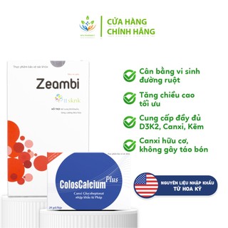 Combo tăng chiều cao Zeambi men vi sinh Colos Calcium Plus dạng hộp