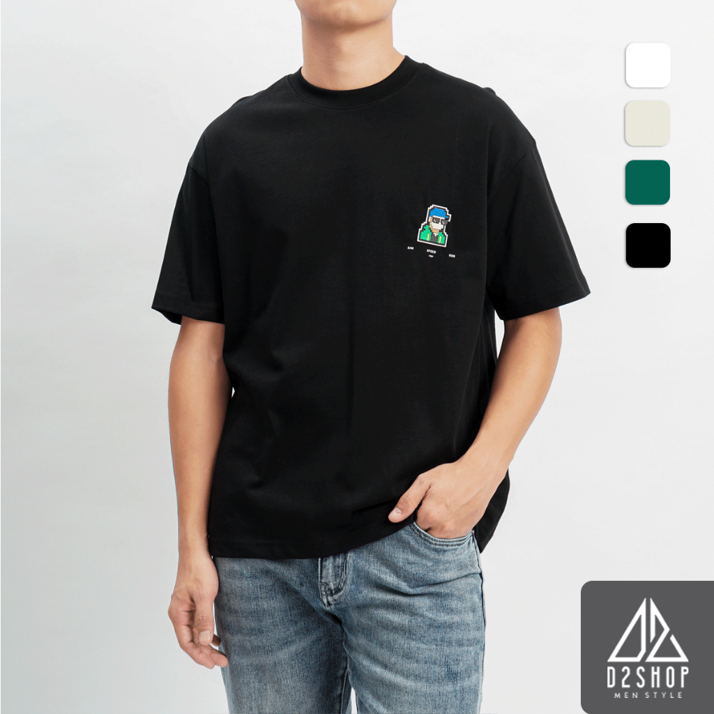 Áo Thun Nam D2SHOP in lưng PIXEL STYLE, chất liệu cotton B-6352