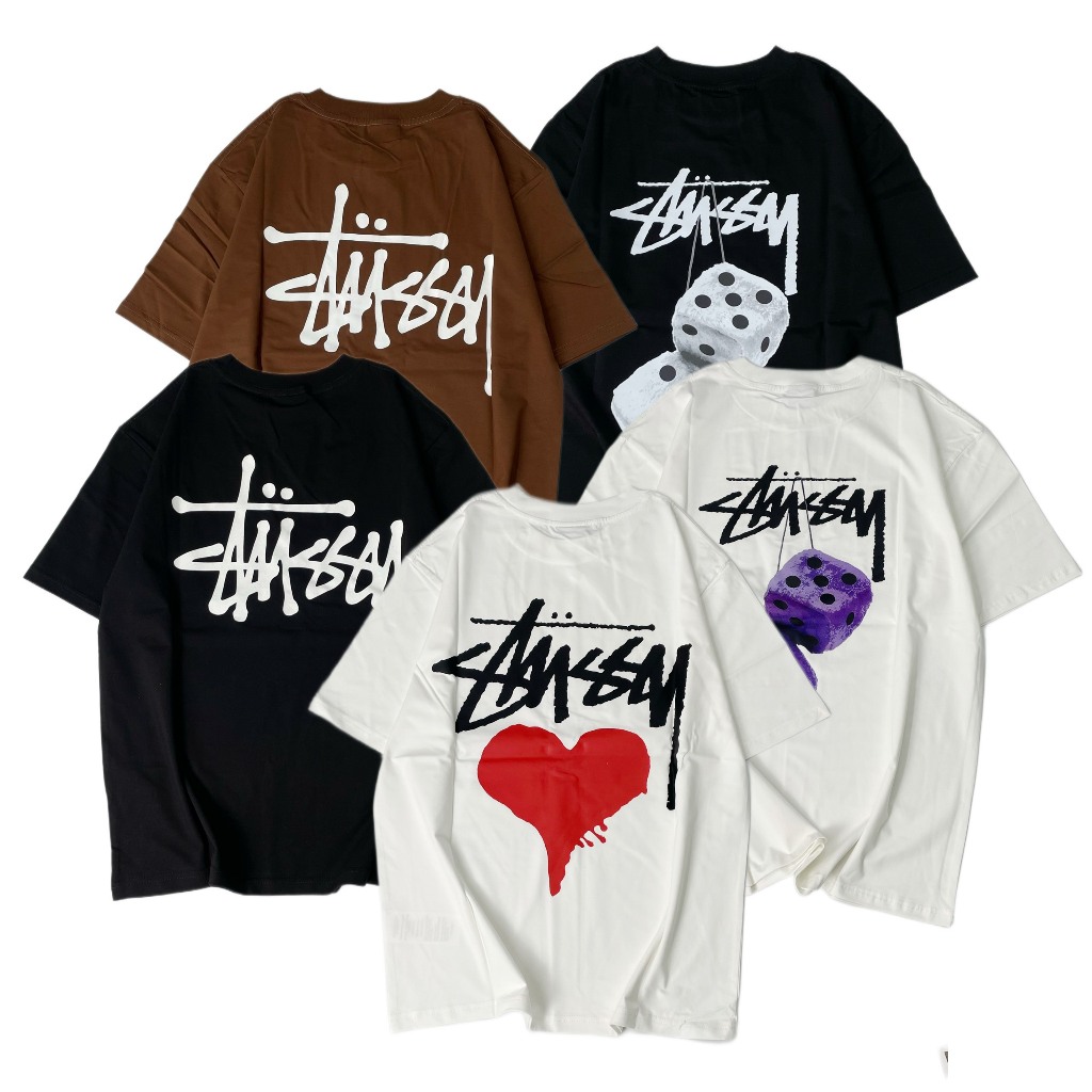 Áo thun Unisex Tee Stussy Tim thời trang nam nữ form rộng mặc Couple cực đẹp chất liệu Cotton