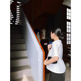 Áo sơ mi nơ cổ đen - Nhật Hà
