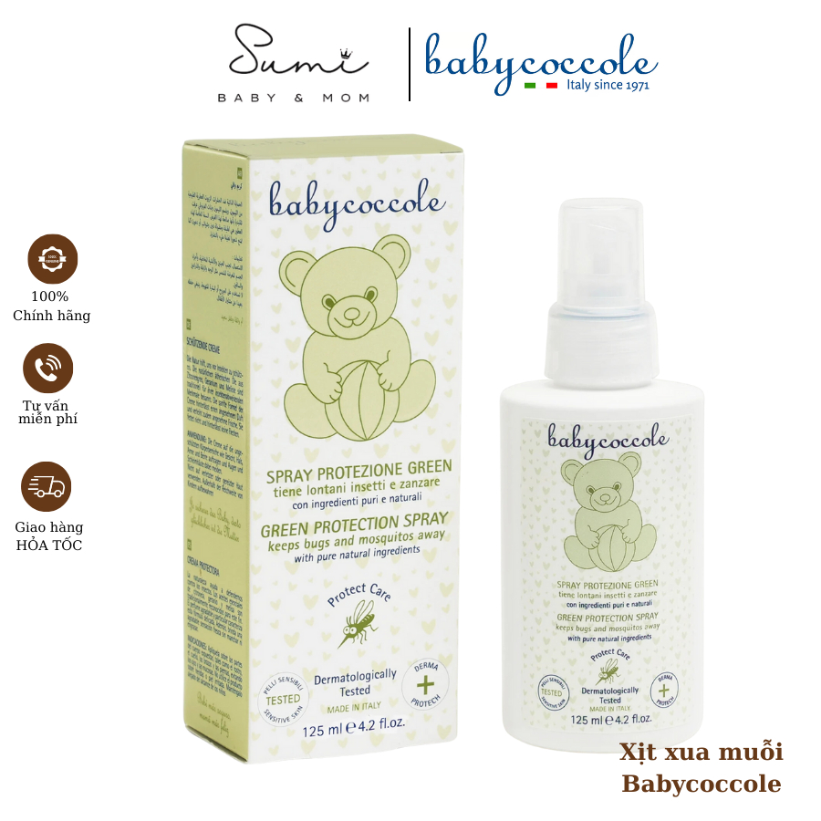 Xịt xua muỗi Babycoccole 0M+ chống muỗi đốt cho bé và cả gia đình, chiết xuất tía tô đất và cây phong lữ 125ml