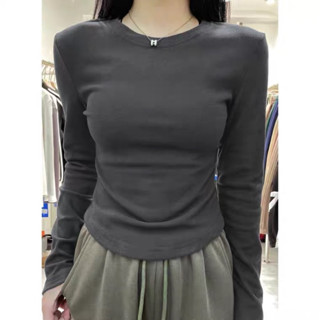 Áo thun dài tay ôm body vạt bầu chất thun tăm co giãn mẫu tổng hợp