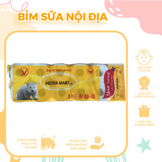 Giấy vệ sinh cao cấp media mart 10 cuộn tặng 1 gói khăn gói bỏ túi 300 tờ