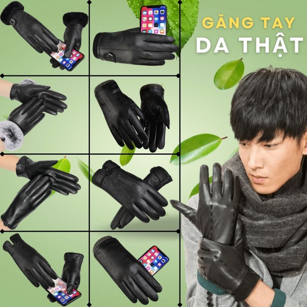 Găng Tay Da Thật Nữ + Nam Chất Liệu Cao Cấp Mỏng Nhẹ Không Lo Bong Nổ, Dễ Dàng Cầm Nắm Và Lái Xe - BH 5 Năm