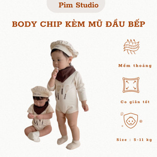 Bộ Boby chip kèm mũ đầu bếp cho bé trai bé gái dễ thương