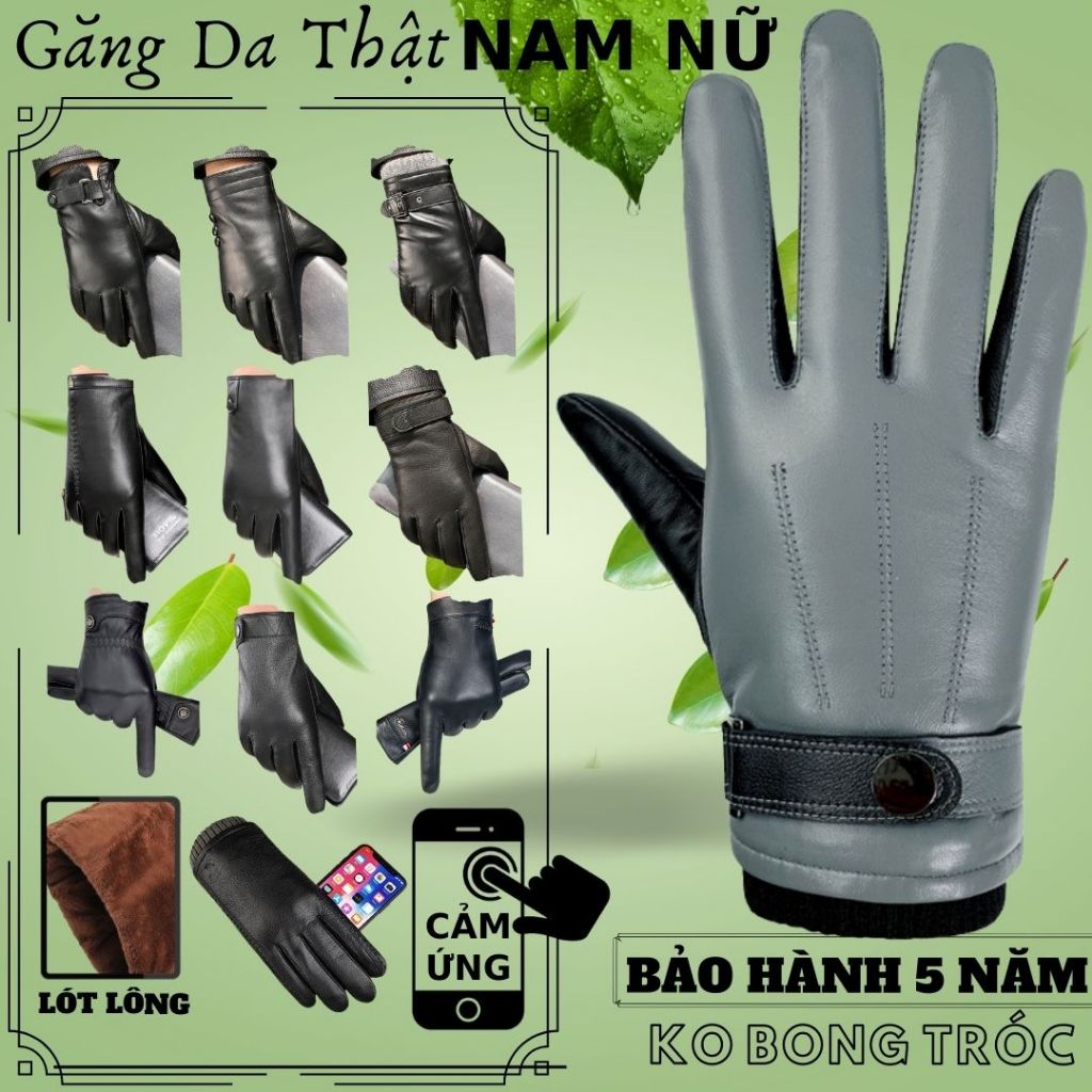 Găng Tay Da Thật Nam Nữ Chất Liệu Cao Cấp Mỏng Nhẹ Không Lo Bong Nổ, Dễ Dàng Cầm Nắm Và Lái Xe - BH 5 Năm