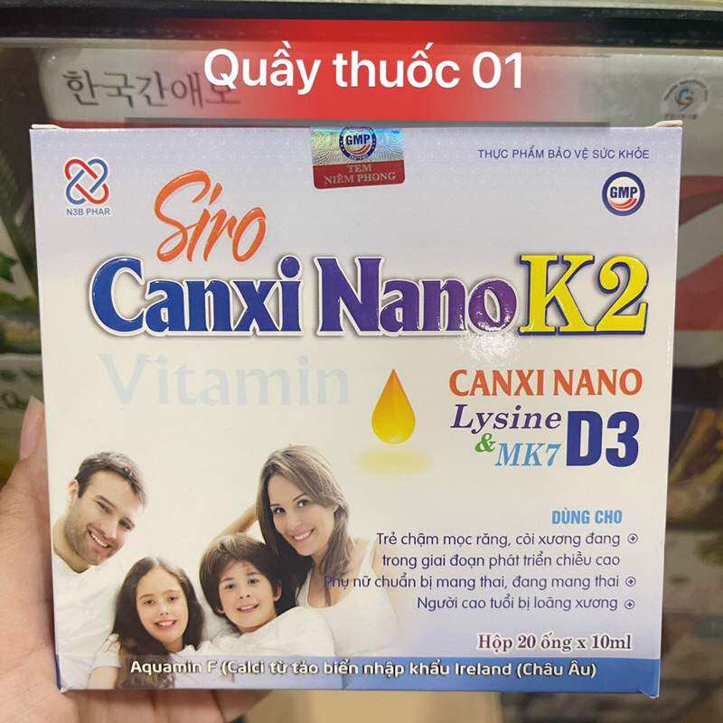 Hộp 20 ống -Canxi hữu cơ - canxi ống cho trẻ từ 0 tháng tuổi bổ sung Vitamin D3 K2 MK7 -Siro CANXI NANO K2- AQUAMIN F