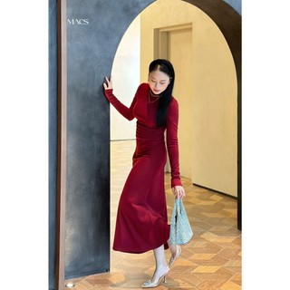 Váy đầm len cao cấp_dáng A_cổ lọ_ dài tay_MACS_LADY DRESS