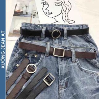 Thắt Lưng Da Nữ Ulzzang Phối Mặt Tròn Và Vuông Kiểu Đơn Giản Phong Cách Hàn Quốc 923