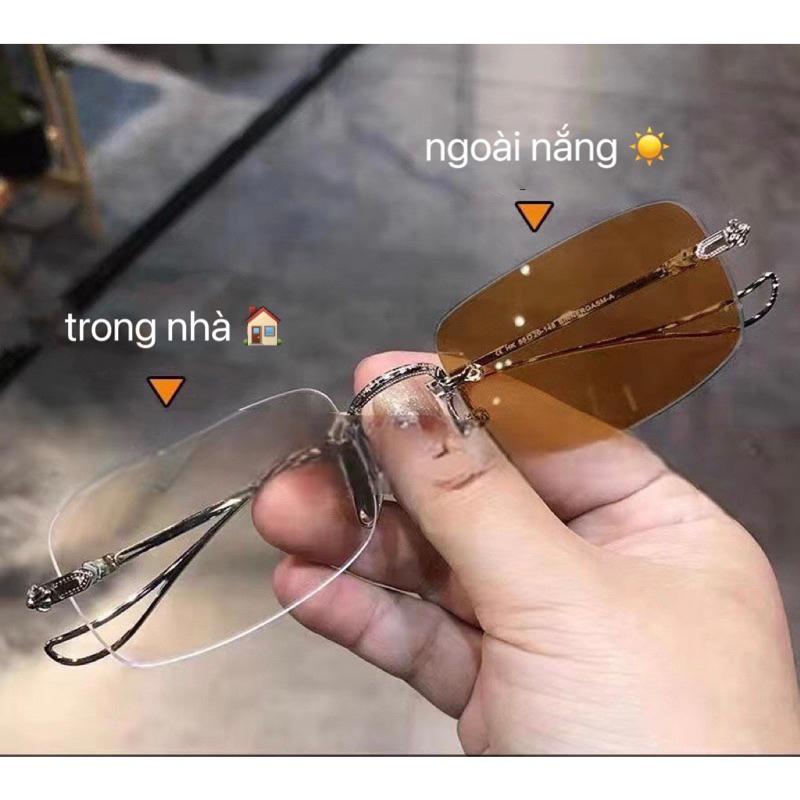 Gọng kính Đổi màu -chống ánh sáng xanh- không viền phù hợp cả nam và nữ