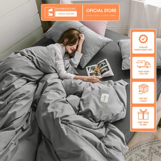 Set Chăn Ga Cotton TC Xám Nhạt Phối Ga Ghi Đen Hàng Chuẩn Xuất Nhật (Shinbedding.shop)