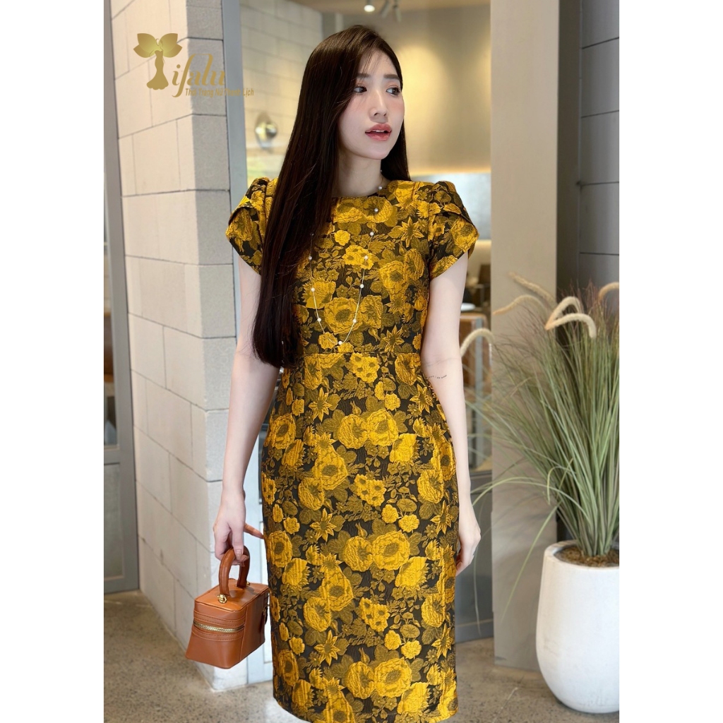 Váy nữ Đầm dự tiệc Zol by TIFALU dáng ôm chất gấm taffeta vàng sang trọng - ZOL834GOLD