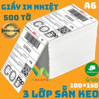 Giấy In Nhiệt Tự Dính Dạng Tập 500 Tờ 100x150 - DÁN ĐƯỢC - In Đơn Shopee TMĐT IN BILL A6 giấy in đơn hàng