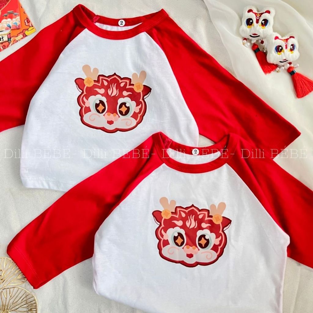 Áo thun RỒNG TẾT 2024 cho bé đi chơi kiểu dáng Hàn Quốc bé trai bé gái TẾT NGUYÊN ĐAN - Dilli Bebe