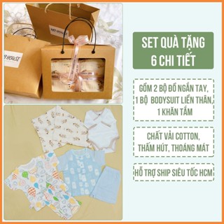 [Hỏa Tốc HCM - Ngắn Tay] Set Quà Tặng Đồ Sơ Sinh Đầy Tháng 6 Chi Tiết Mùa Hè Cho Bé Trai Và Bé Gái
