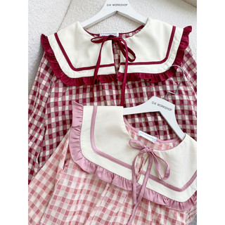 𝗛𝗮̀𝗻𝗴 𝗰𝗵𝗶́𝗻𝗵 𝗵𝗮̃𝗻𝗴 set đồ ngủ pyjama thô nhung cổ vuông phối bèo phong cách thủy thủ - o.n workshop