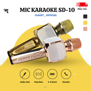 Micro karaoke bluetooth sd 10 cho mọi loại thiết bị có bluetooth| mic sd10