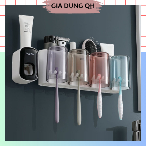 Giá Treo Bàn Chải Đánh Răng 2 Cốc 3 cốc 4 Cốc, Kệ Đánh Răng ECOCO Cao Cấp Không Cần Khoan Tường