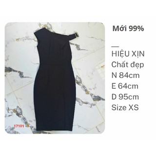 Đầm body lệch vai hiệu xịn màu đen thun co giãn Size XS mới 99%