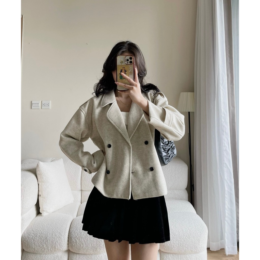 Áo khoác vest dạ tiêu 1 lớp , áo mangto kèm dây tay Miho house