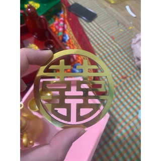 CHỮ HỶ ALU GƯƠNG VÀNG CỠ NHỎ 7x7 CM dán mâm quả, xin dâu, bộ khay rượu, tráp cưới tháp bánh