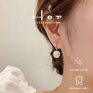 Bông tai đính đá opal phong cách hàn quốc, khuyên tai dáng dài thanh lịch cho nữ her.accessories h220