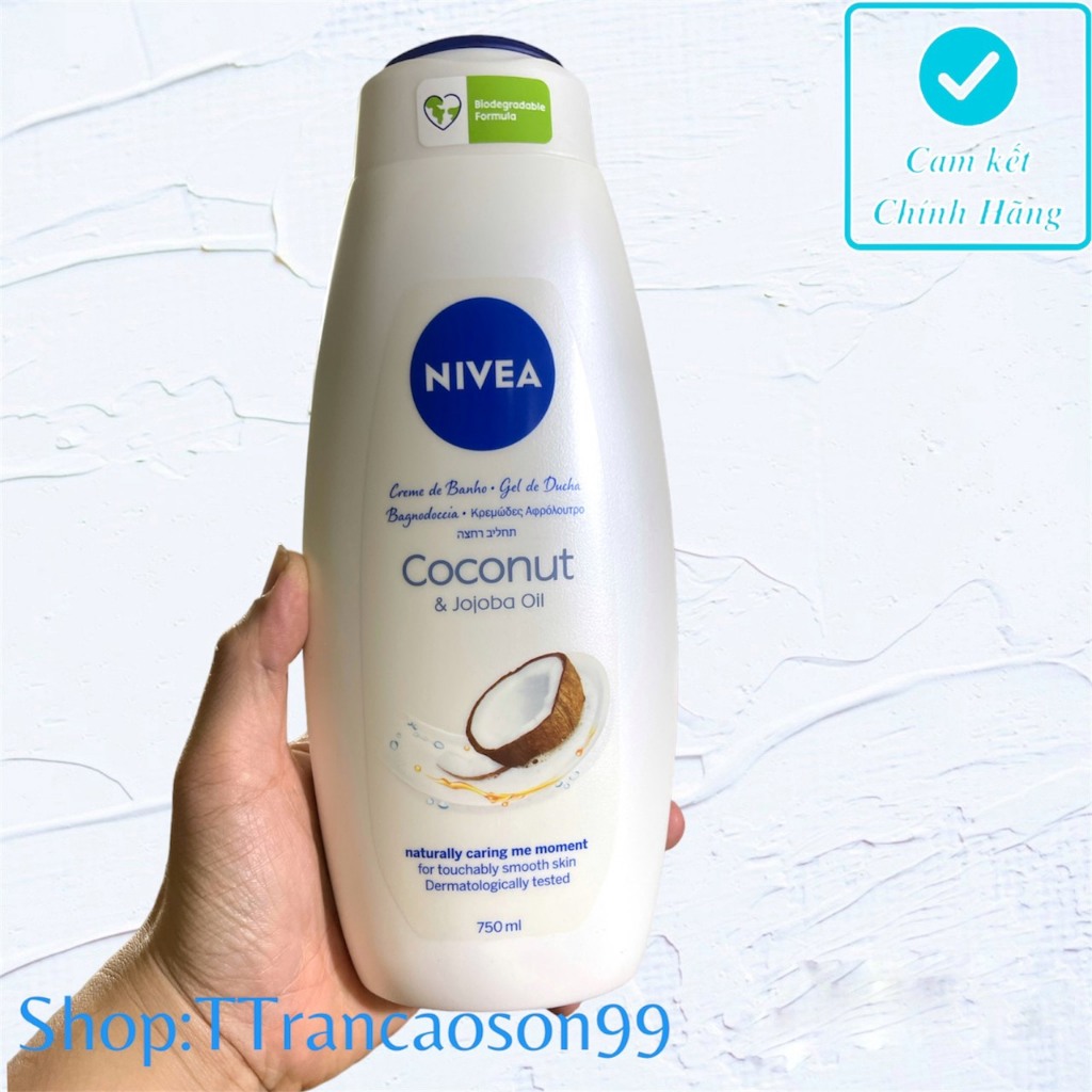Chai Sữa tắm Nivea 750ml của Đức làm trắng, dưỡng ẩm cho da  Đức