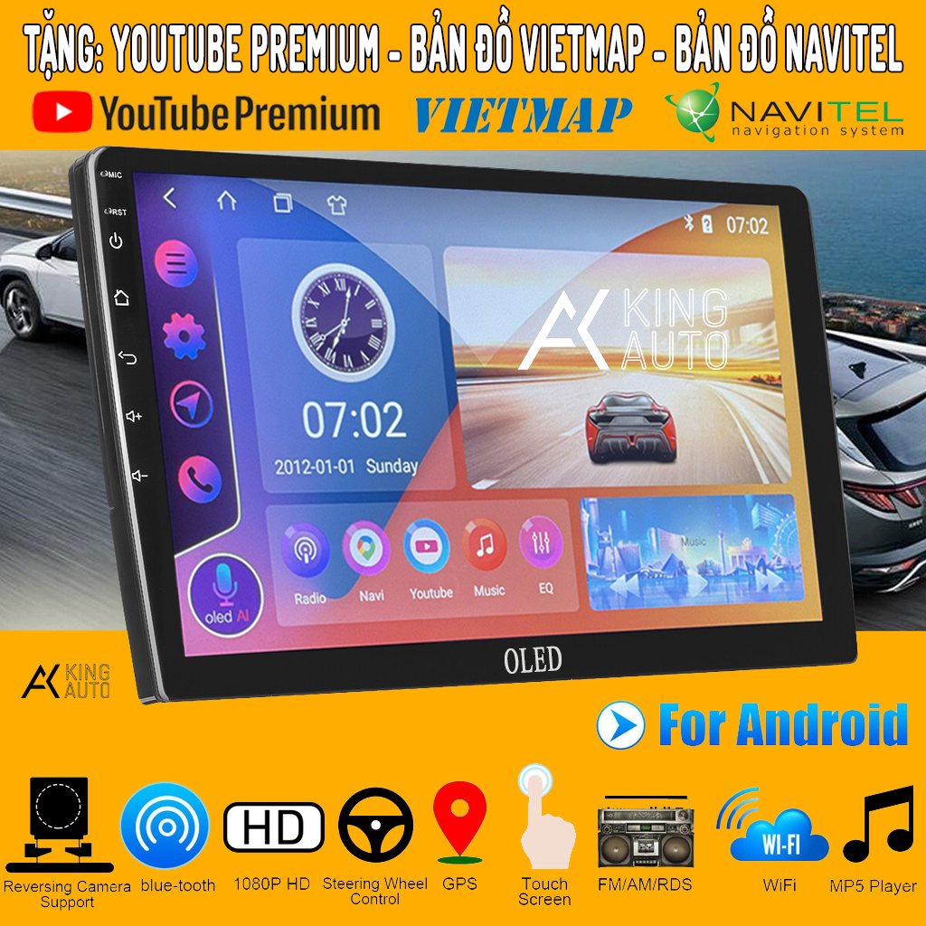 Màn Hình OLED 9 inch.Chip mới. Ram 2G Rom 32G. Wifi + 4G. Công nghệ IPS Chống Lóa. Đầu DVD Android, Màn Hình Ô Tô Có GPS