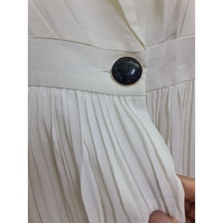 Đầm midi Cati cổ vest phối dập ly