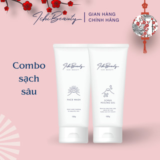 Combo Chăm Sóc Da Sữa Rửa Mặt 120g và Tẩy Da Chết Ichi Beauty 120g Làm Sạch Sâu Ngừa Mụn Hiệu Quả