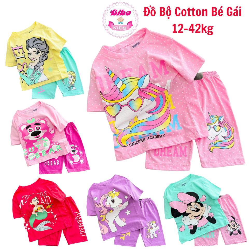 Đồ bộ bé gái size đại in hình gấu dâu,elsa chất thun cotton siêu mềm mịn mát, thấm hút mồ hôi.Đồ mặc nhà bé gái