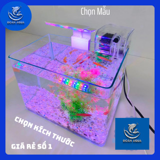 Bể cá mini Đúc uốn cong kích thước 30x18x21 kèm sỏi nền và cây nhựa Siêu rẻ