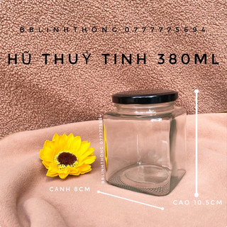 Hũ thuỷ tinh vuông nắp thiếc thấp •380ml