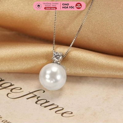 Dây Chuyền Bạc 925 Gắn Hạt Ngọc Trai 10ly Đơn Giản, Tinh Tế, Sang Trọng  - Ngọc Trai Trường Thịnh